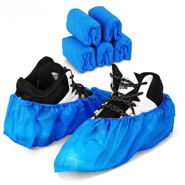 a pair of shoes and shoe covers