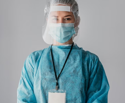 doctor wearing isolation gown