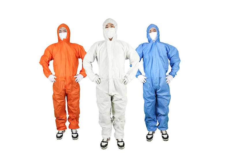 White blue orange protective clothing