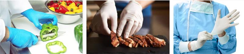 Application of disposable nitrile gloves and disposable latex gloves in the food industry