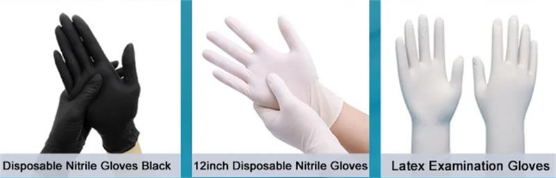 Disposable nitrile gloves and disposable latex gloves