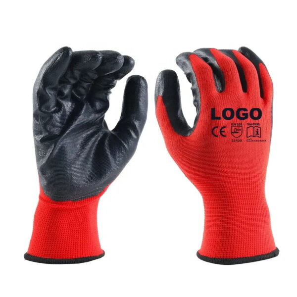 Red Nitrile Coated Gloves