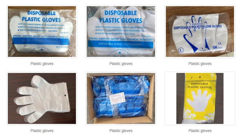 Different types of disposable PE gloves