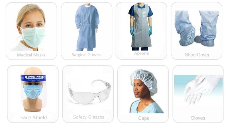 Disposable protective clothing, disposable isolation gown, disposable apron, disposable cap, disposable mask