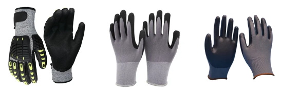 nitrile-coated gloves, Latex Coated Gloves, PVC Coated Gloves, and PU Coated Gloves