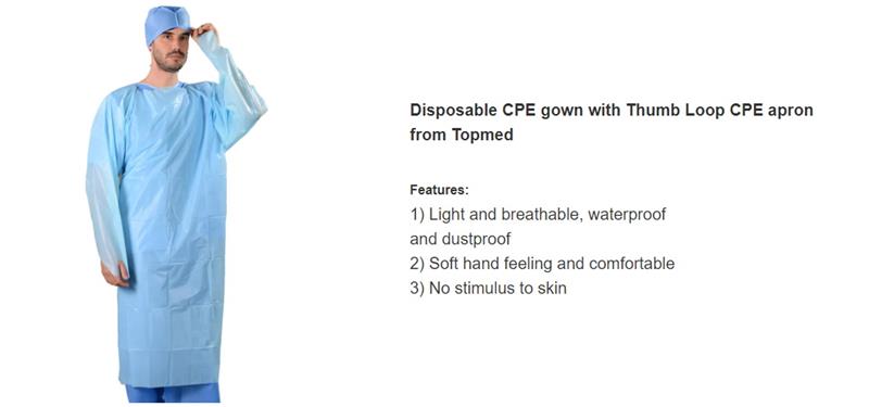 Disposable CPE gown