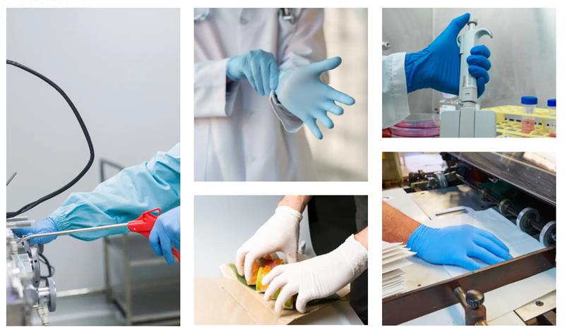 Application of nitrile gloves