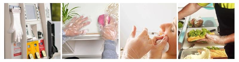 Application of disposable PE gloves